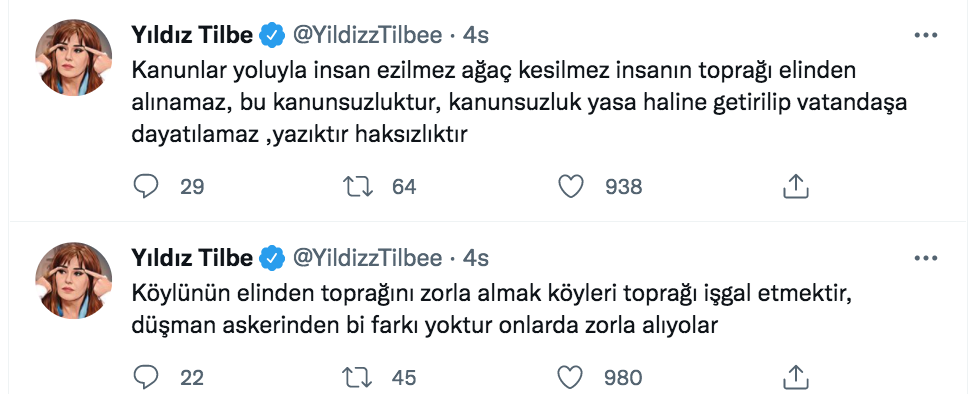 yildiz tilbe den zeytinliklerin maden aramalarina acilma tepkisi